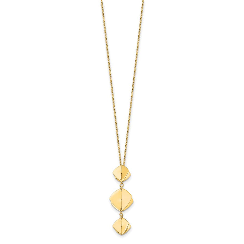 14K Yellow Gold Polished Fancy Dangle Pendant Plus 2In Ext. Necklace