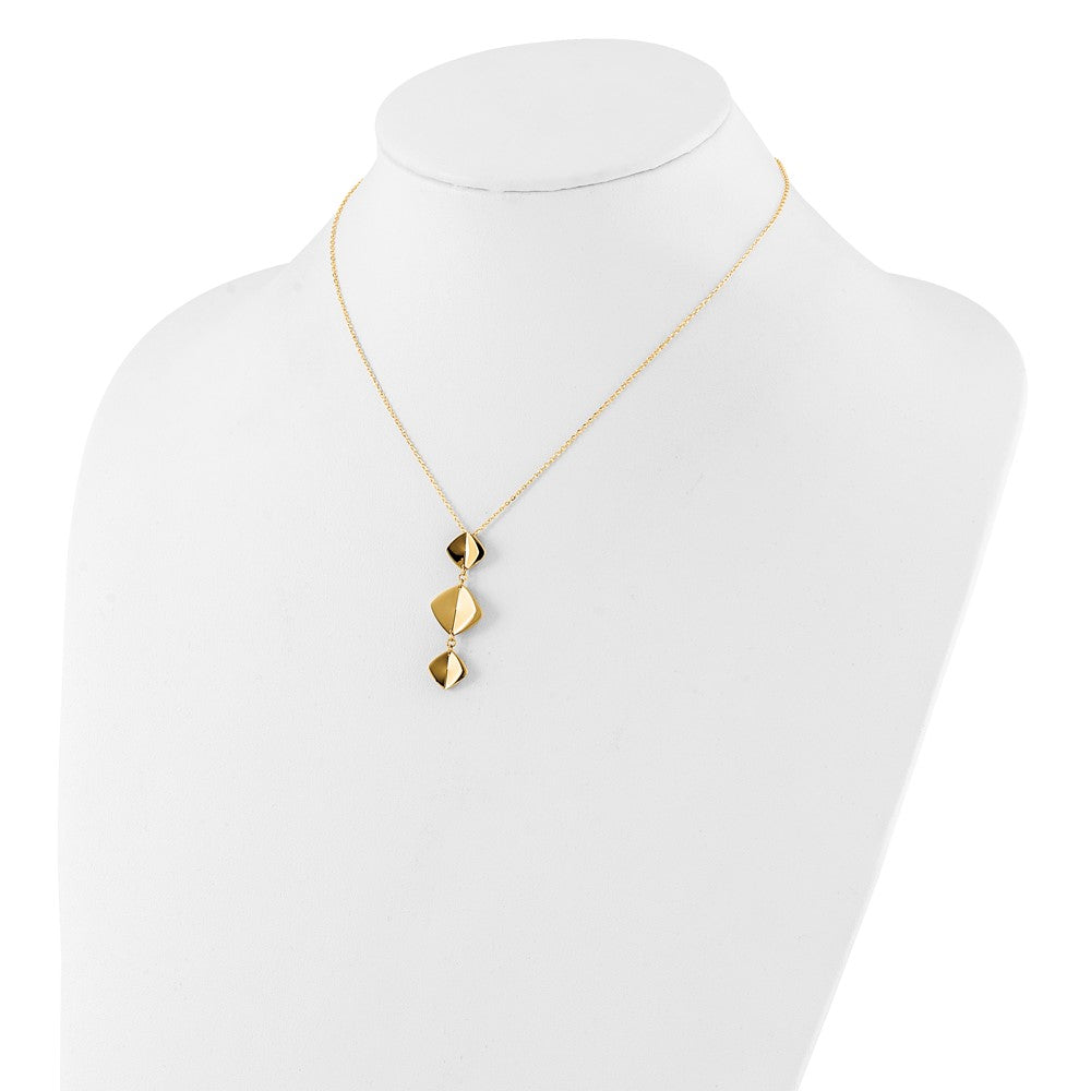 14K Yellow Gold Polished Fancy Dangle Pendant Plus 2In Ext. Necklace