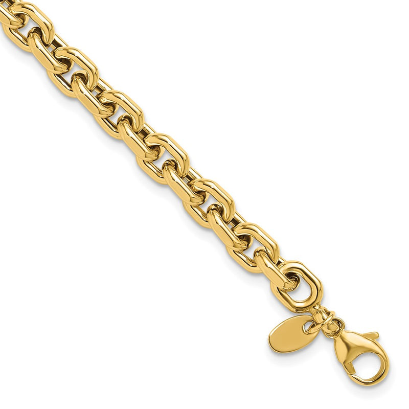 14K Yellow Gold Polished Fancy Link Chain Bracelet