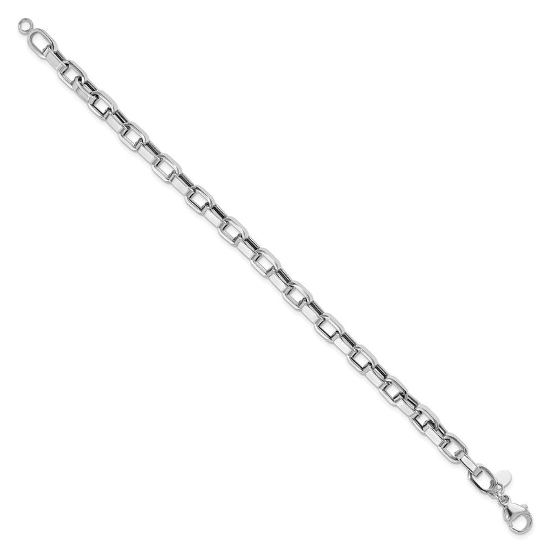 14K White Gold 14Ky Rhodium Polished Fancy Link Chain Bracelet