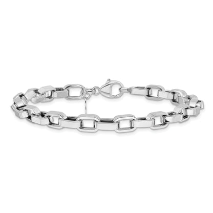 14K White Gold 14Ky Rhodium Polished Fancy Link Bracelet
