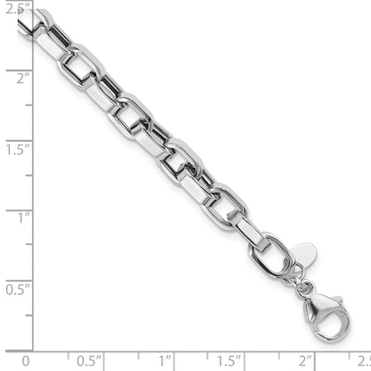 14K White Gold 14Ky Rhodium Polished Fancy Link Bracelet