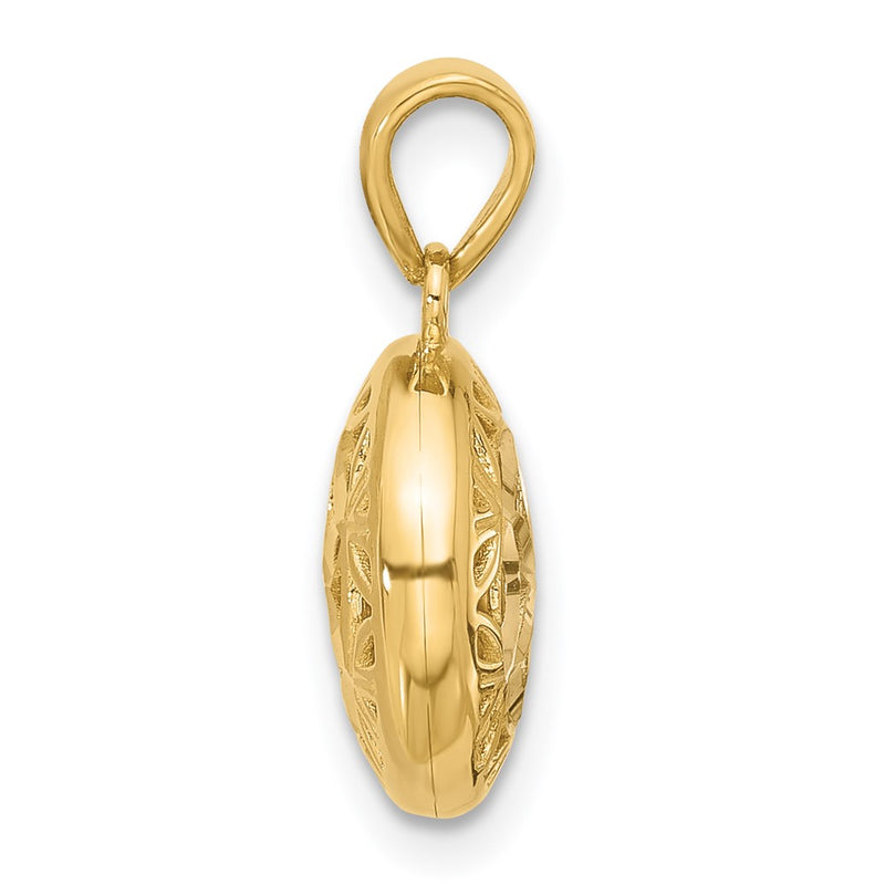 14K Yellow & Rhodium Polished And Diamond Cut Pendant