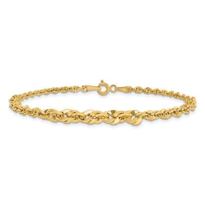 14K Yellow Gold Polished And D/C Fancy Link Graduated 7.5In Bracelet