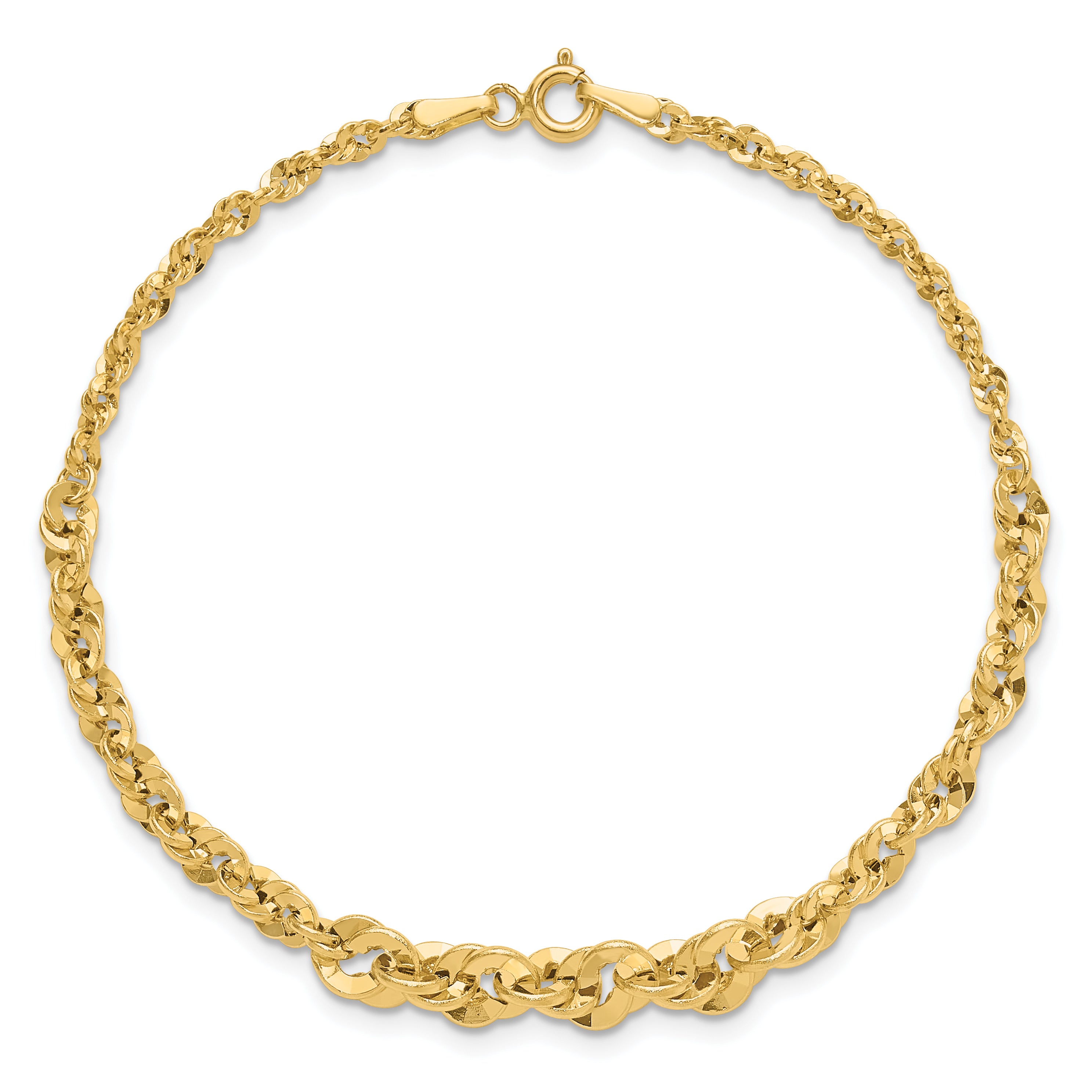 14K Yellow Gold Polished And D/C Fancy Link Graduated 7.5In Bracelet