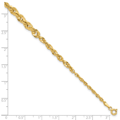14K Yellow Gold Polished And D/C Fancy Link Graduated 7.5In Bracelet