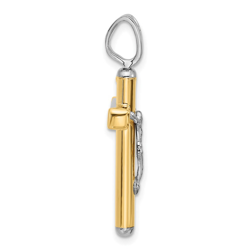 14K Two Tone Polished Crucifix Pendant
