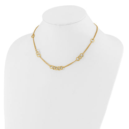 14K Yellow Gold Polished 2 Strand With Circles Chain Necklace