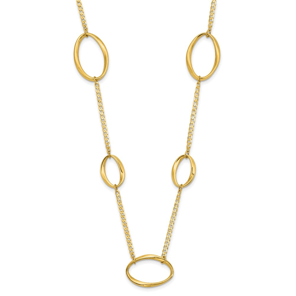 14K Yellow Gold Polished Oval Link Chain Necklace