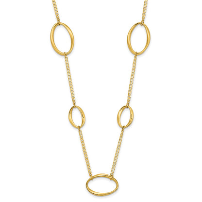 14K Yellow Gold Polished Oval Link Chain Necklace