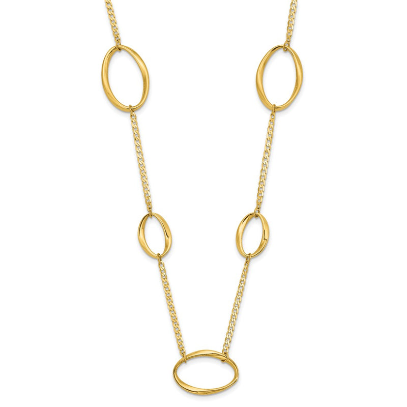 14K Yellow Gold Polished Oval Link Chain Necklace
