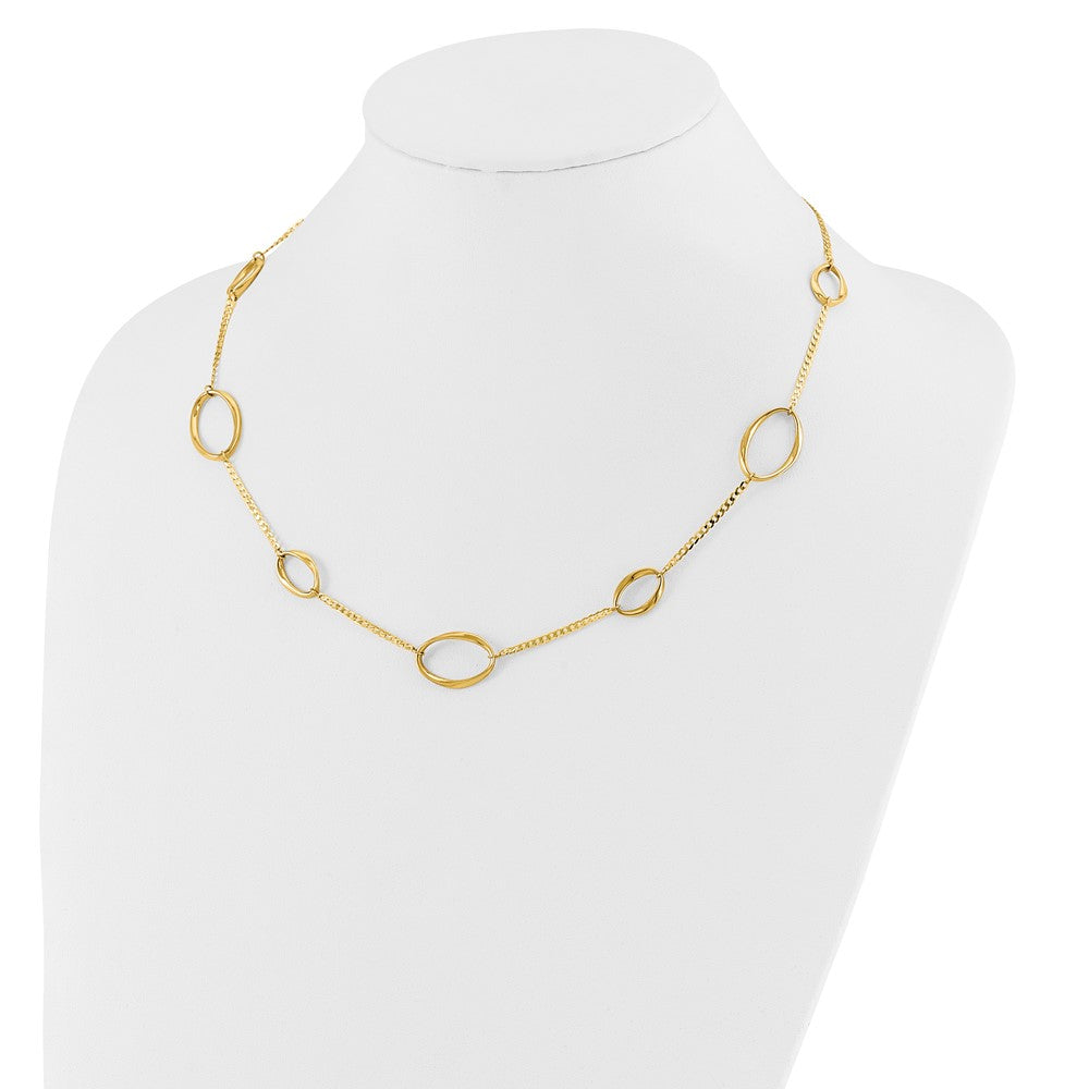 14K Yellow Gold Polished Oval Link Chain Necklace