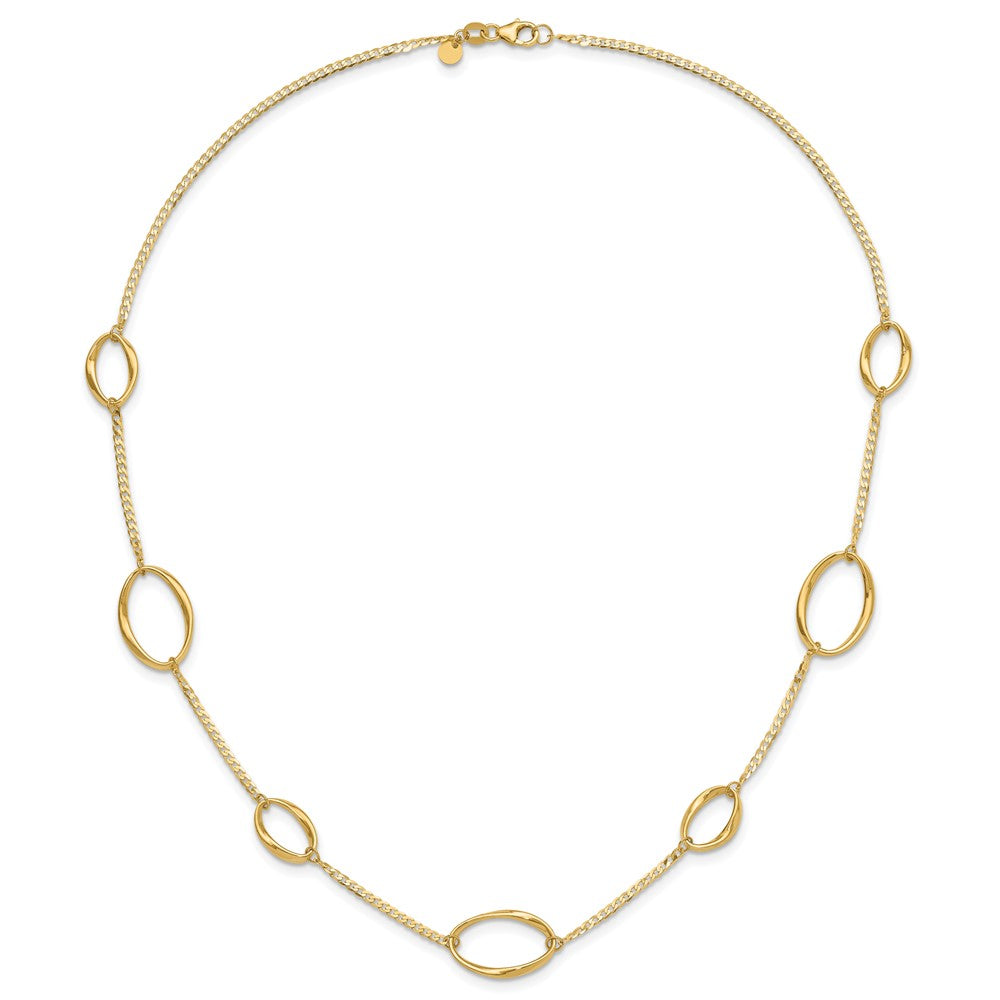 14K Yellow Gold Polished Oval Link Chain Necklace