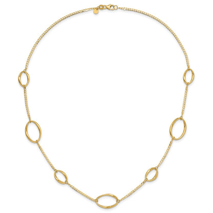 14K Yellow Gold Polished Oval Link Chain Necklace
