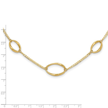 14K Yellow Gold Polished Oval Link Chain Necklace