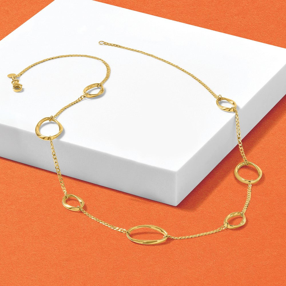 14K Yellow Gold Polished Oval Link Chain Necklace