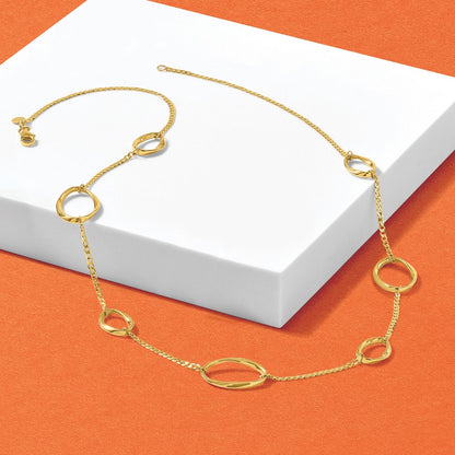 14K Yellow Gold Polished Oval Link Chain Necklace