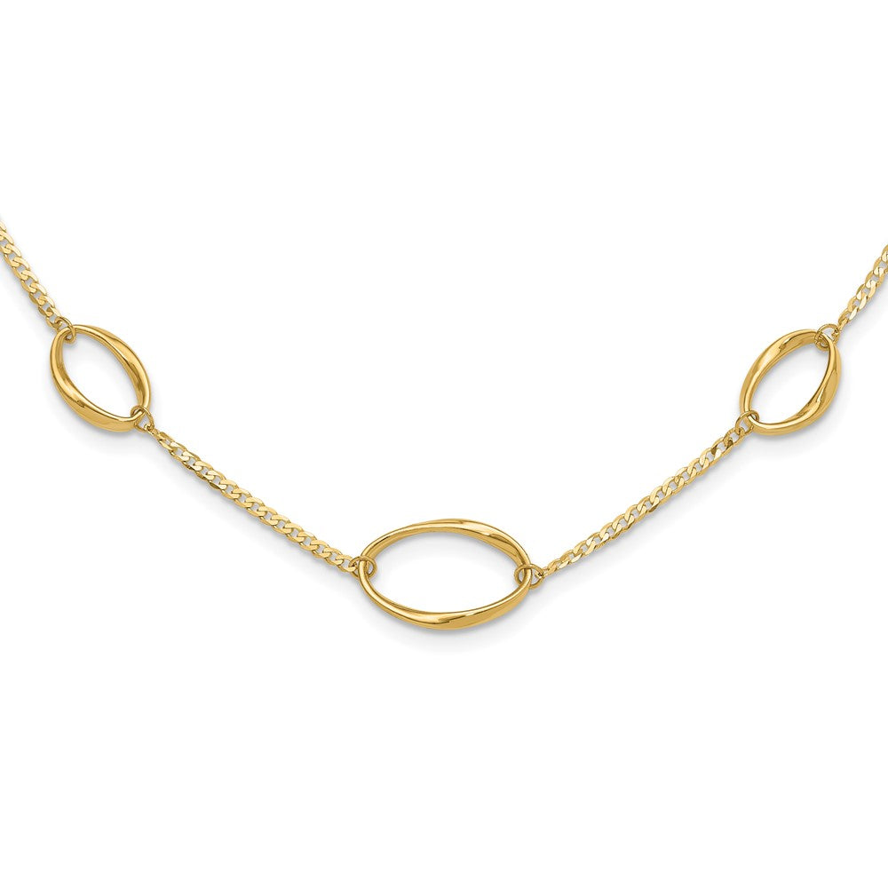 14K Yellow Gold Polished Oval Link Chain Necklace