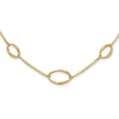 14K Yellow Gold Polished Oval Link Chain Necklace