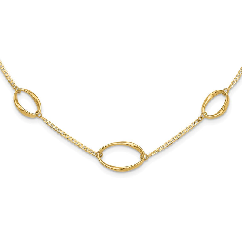14K Yellow Gold Polished Oval Link Chain Necklace