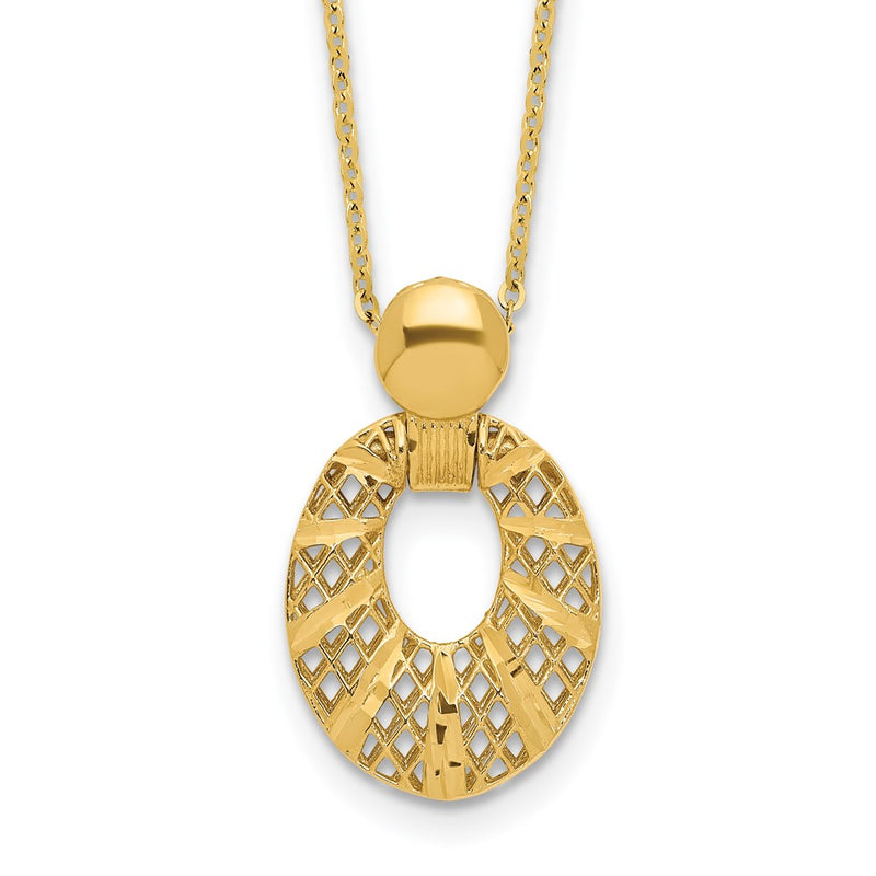 14K Yellow Gold Polished D/C 16In 2.25In Ext. Necklace