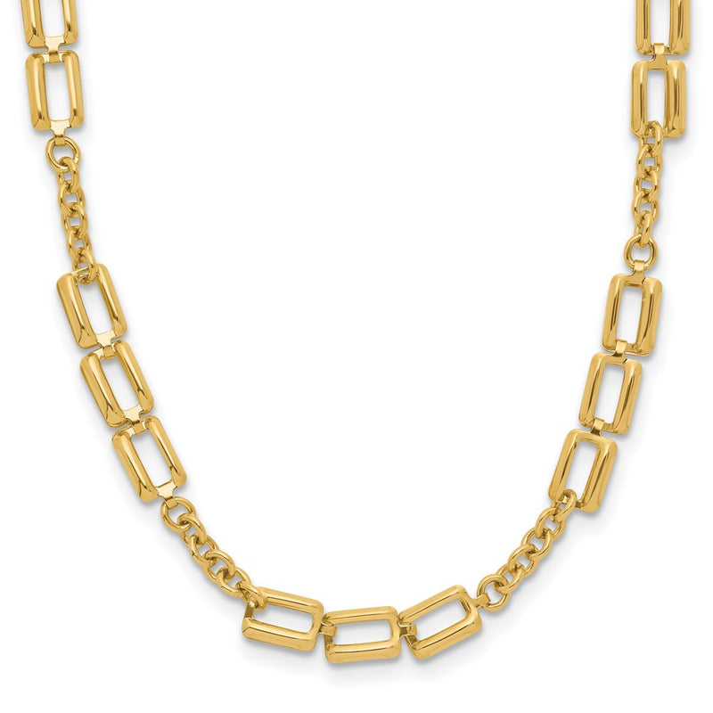 14K Yellow Gold Polished Fancy Link Chain Necklace