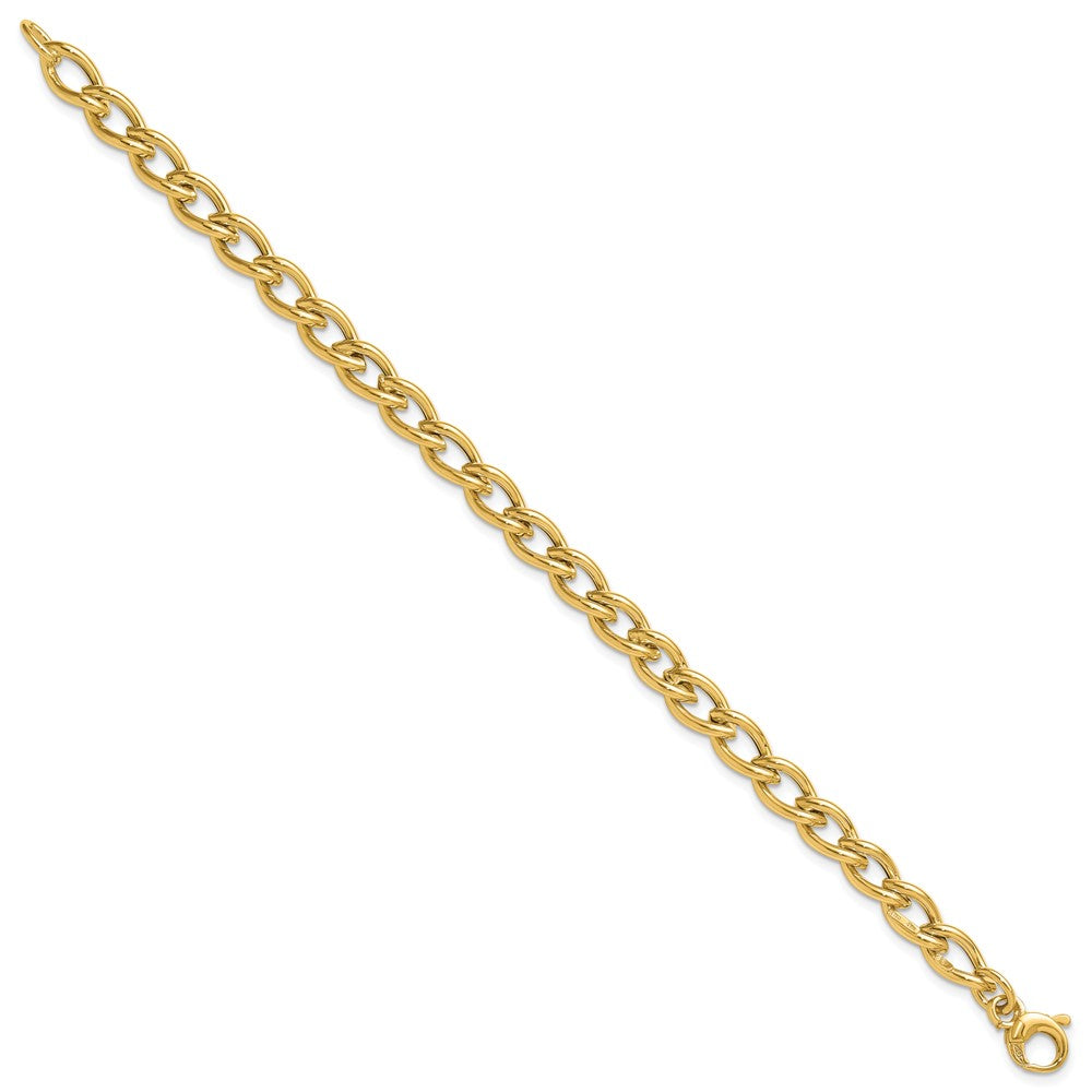 14K Yellow Gold Polished Fancy Oval Link Chain Bracelet