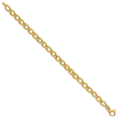 14K Yellow Gold Polished Fancy Oval Link Chain Bracelet