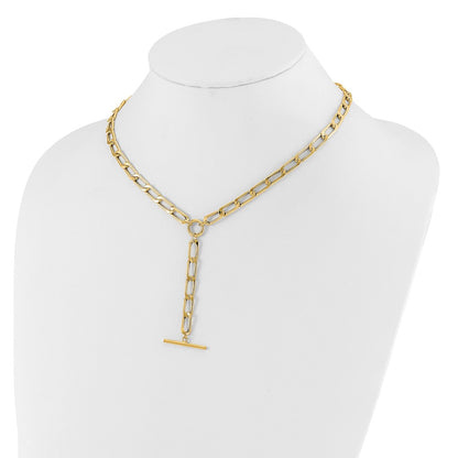 14K Yellow Gold Polished Flat Oval Link Drop 2In Ext. Choker Necklace