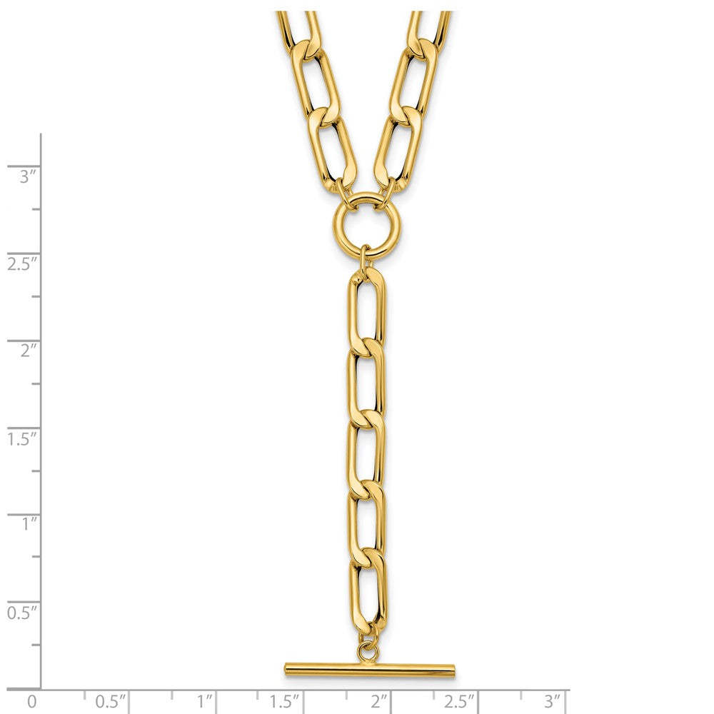 14K Yellow Gold Polished Flat Oval Link Drop 2In Ext. Choker Necklace