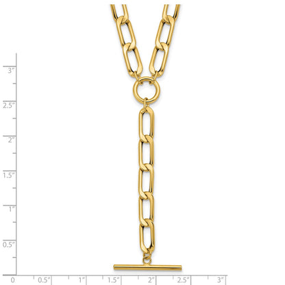 14K Yellow Gold Polished Flat Oval Link Drop 2In Ext. Choker Necklace