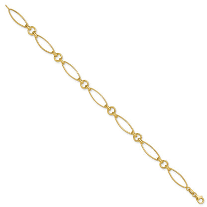 14K Yellow Gold Polished And Diamond Cut Fancy Link 8.5In Bracelet