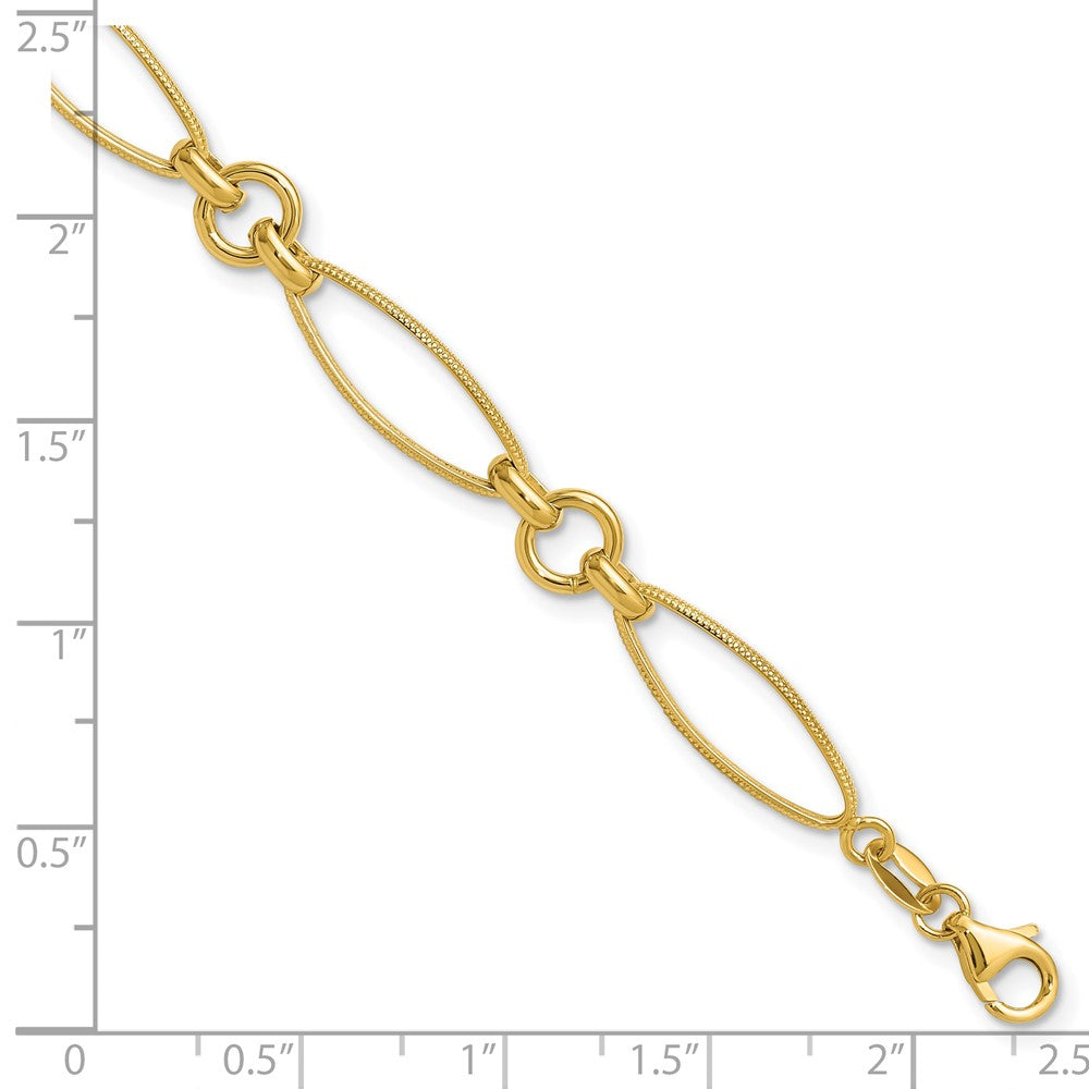 14K Yellow Gold Polished And Diamond Cut Fancy Link 8.5In Bracelet