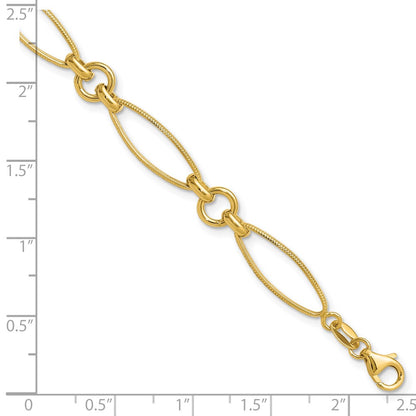 14K Yellow Gold Polished And Diamond Cut Fancy Link 8.5In Bracelet