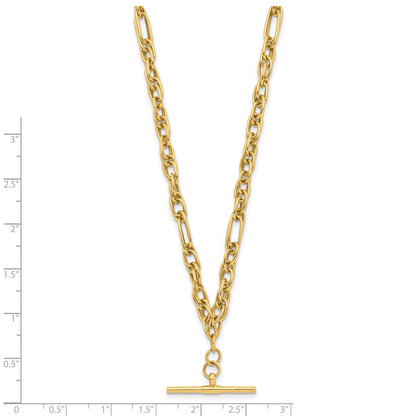 14K Yellow Gold Polished Dangle Bar Necklace