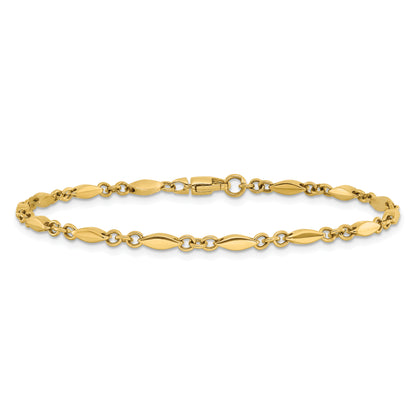 14K Yellow Gold Polished Fancy Link Bracelet