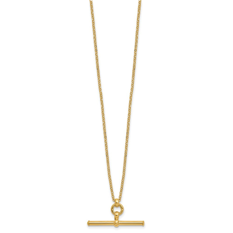 14K Yellow Gold Polished Bar 1.5In Ext. Necklace