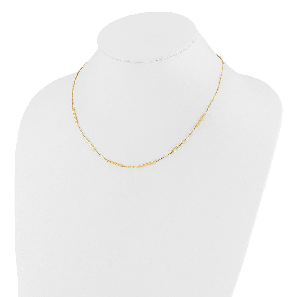 14K Yellow Gold Polished 6 Bar Stations 16In With 1.5In Ext Necklace