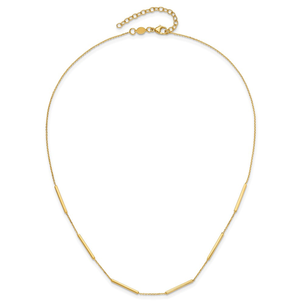 14K Yellow Gold Polished 6 Bar Stations 16In With 1.5In Ext Necklace