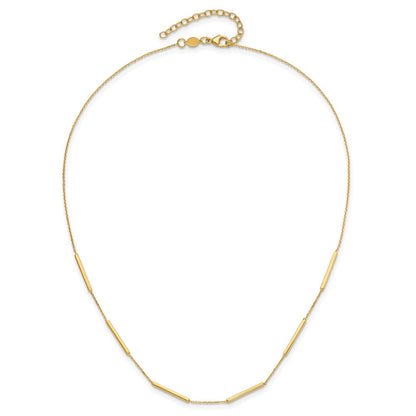 14K Yellow Gold Polished 6 Bar Stations 16In With 1.5In Ext Necklace