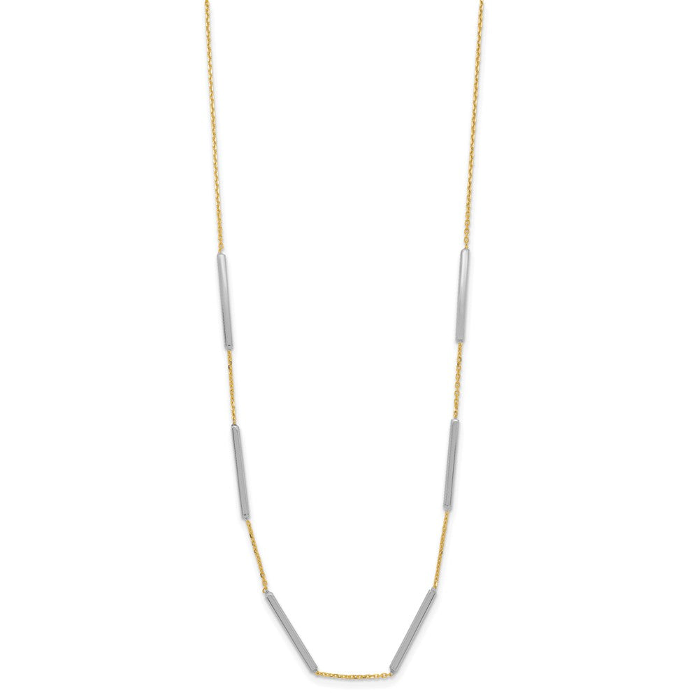 14K Two Tone Polished 6 Bar Stations 1.5In Ext. Necklace