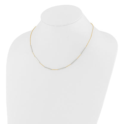 14K Two Tone Polished 6 Bar Stations 1.5In Ext. Necklace