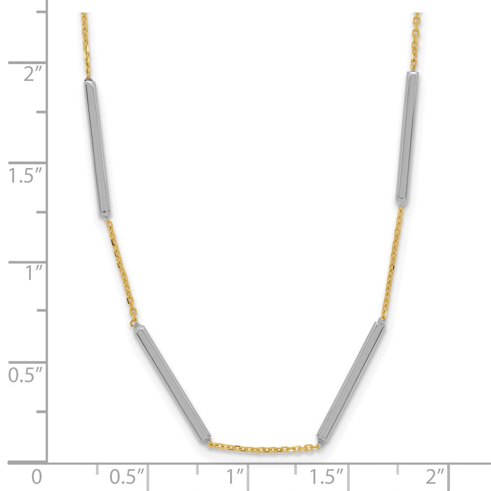 14K Two Tone Polished 6 Bar Stations 1.5In Ext. Necklace