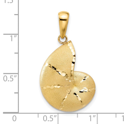 14K Yellow Gold Satin D/C Nautilus Shell Pendant