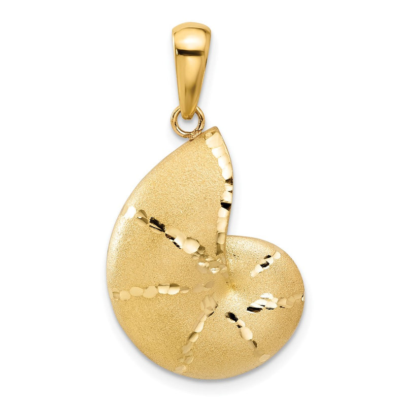 14K Yellow Gold Satin D/C Nautilus Shell Pendant