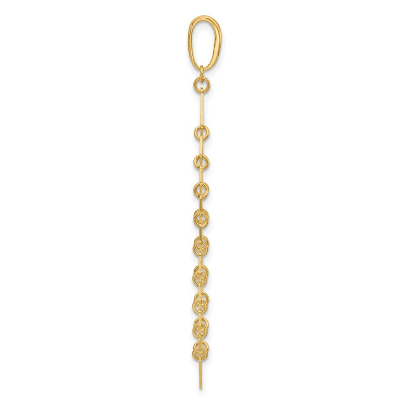 14K Yellow Gold Polished And Dia Cut Fancy Dangle Pendant