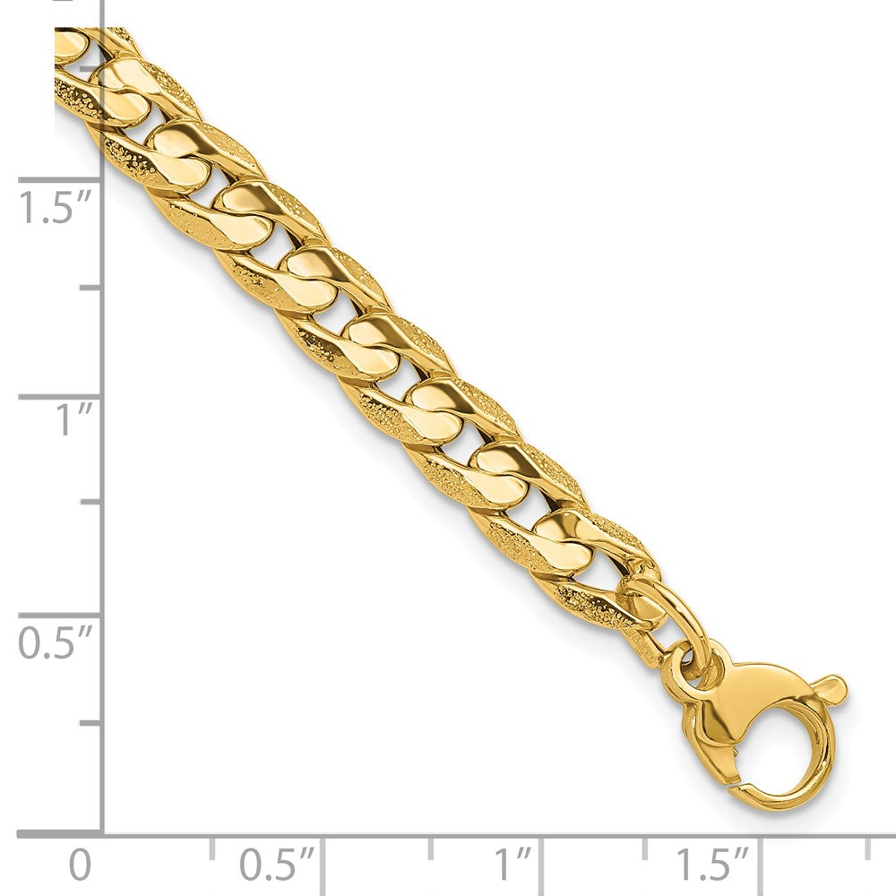 14K Yellow Gold Polished And Textured Fancy Curb Chain Bracelet