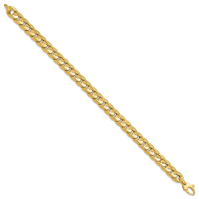14K Yellow Gold Polished And Textured Fancy Curb Men'S Bracelet