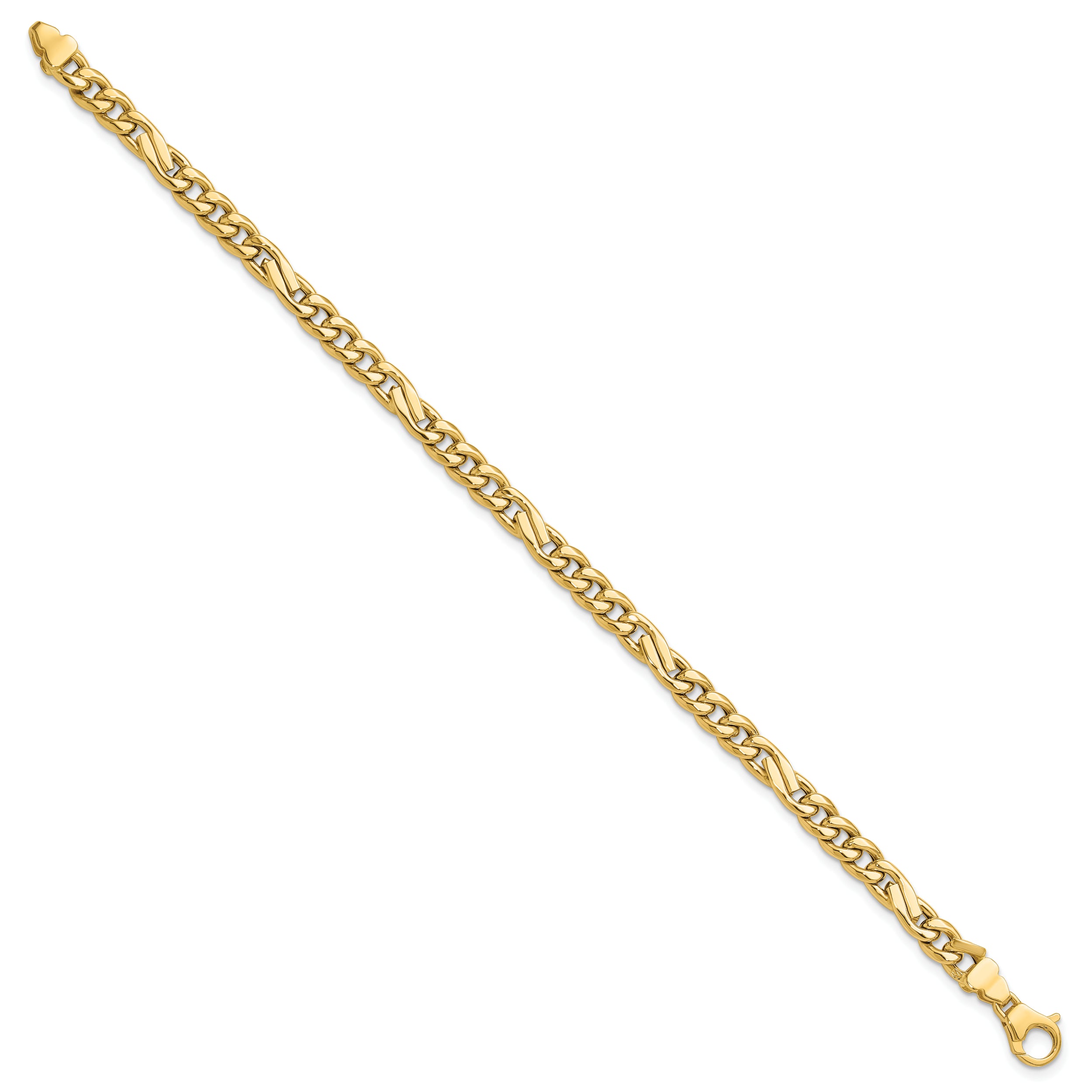 14K Yellow Gold Polished Fancy Figaro Link Bracelet