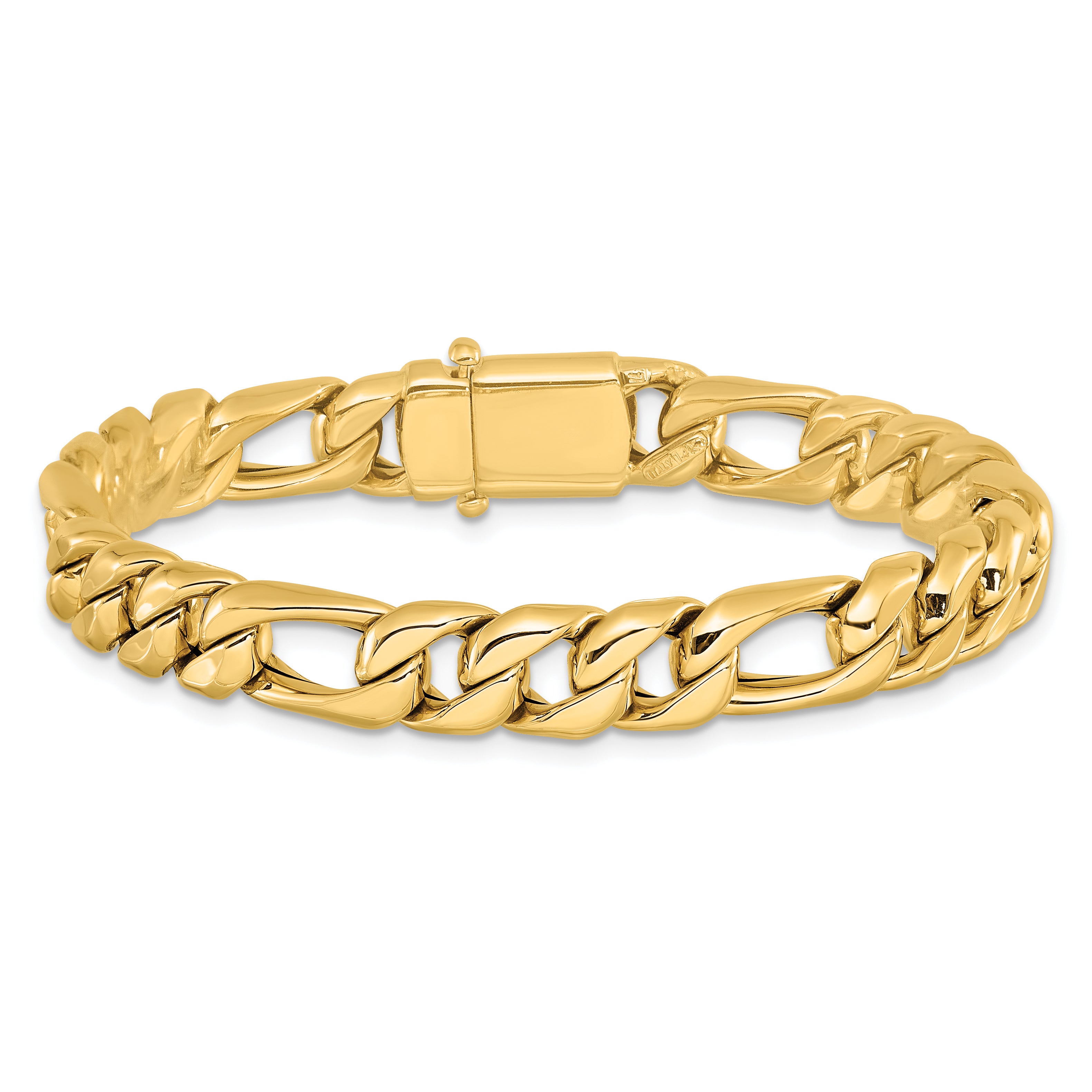 14K Yellow Gold Polished Fancy Figaro Link Bracelet